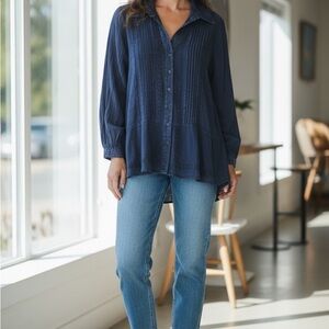 Mexicali Blues Women's Navy Button Front Blouse